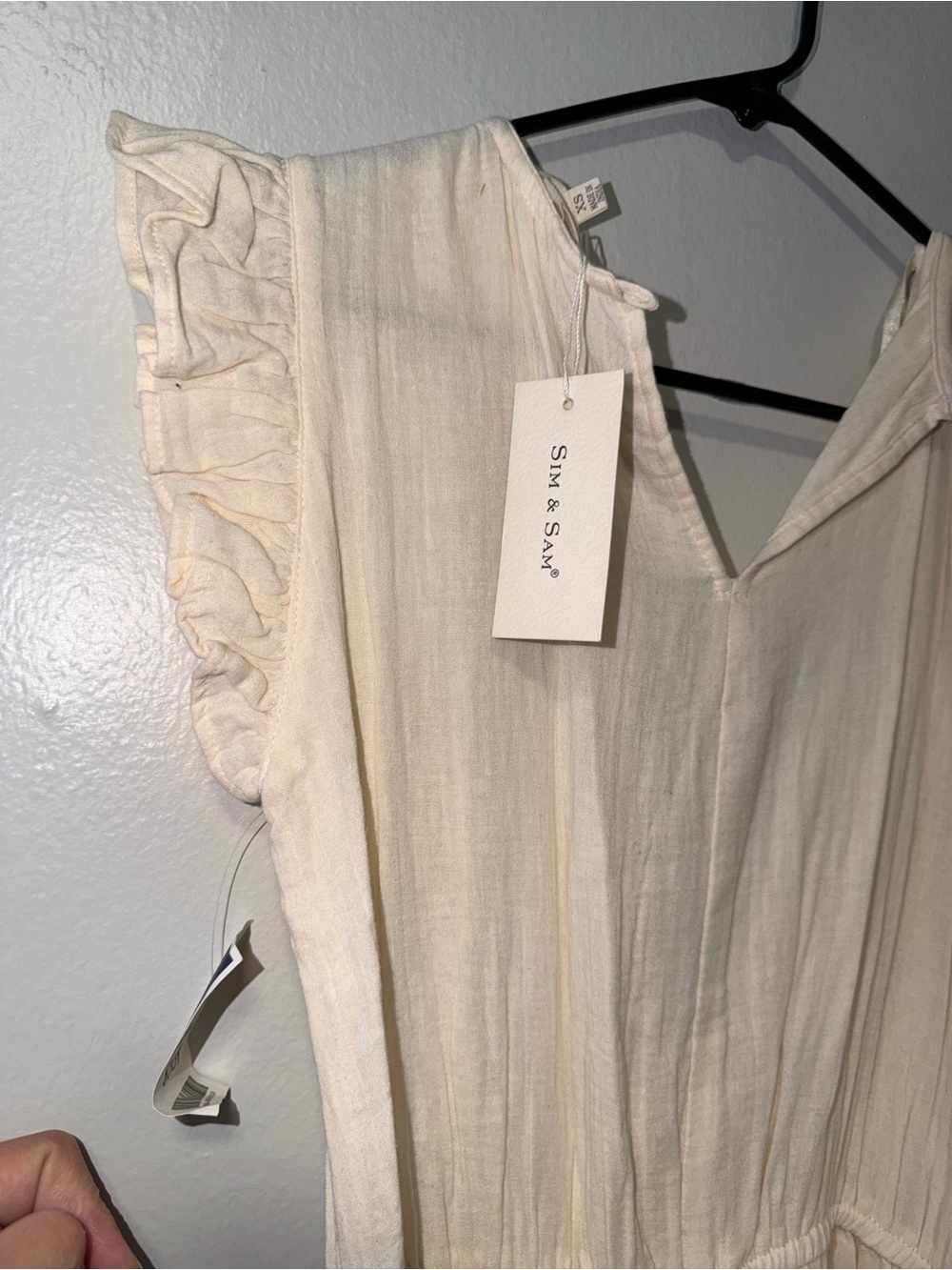 Marshalls Cream Ruffled-Sleeve Romper - Picture 4 of 8